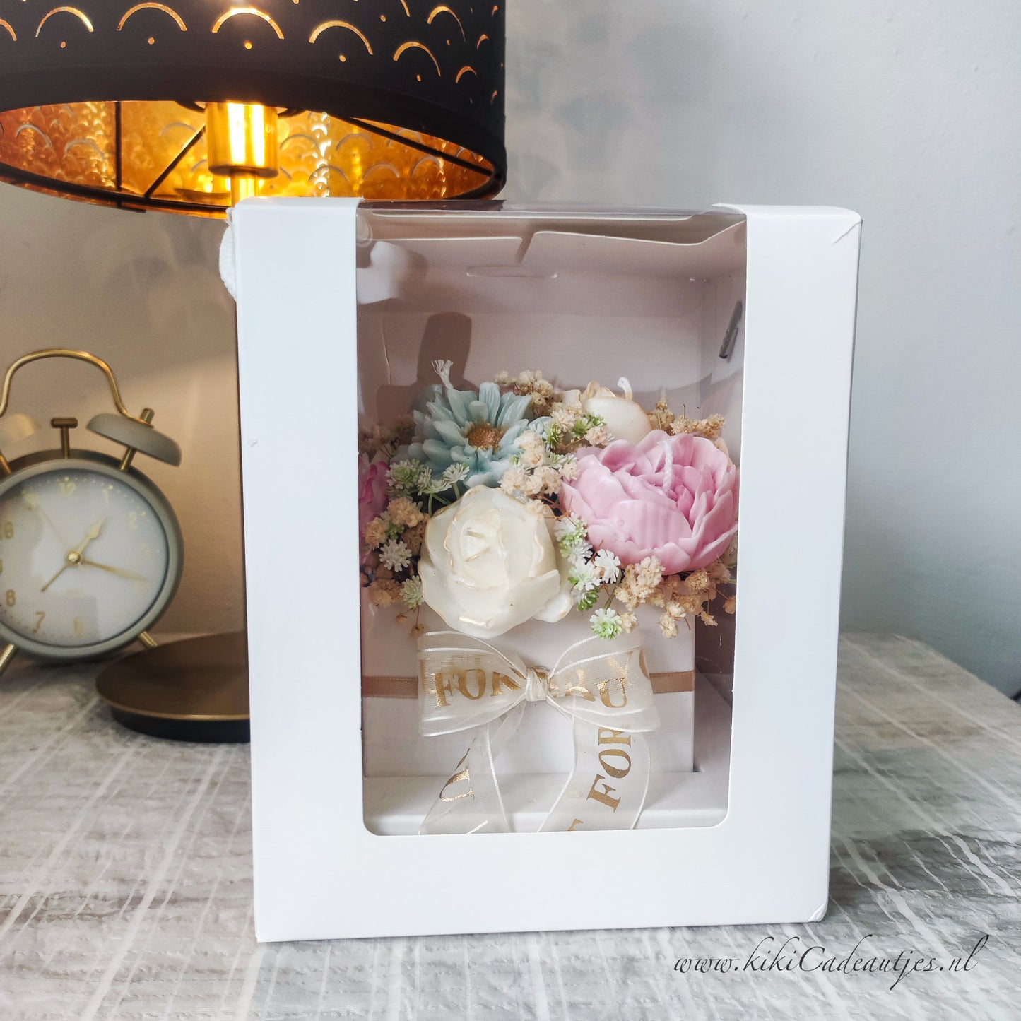 Luxe Kaarsenbloemen Boeket in Geschenkdoos – Handgemaakt