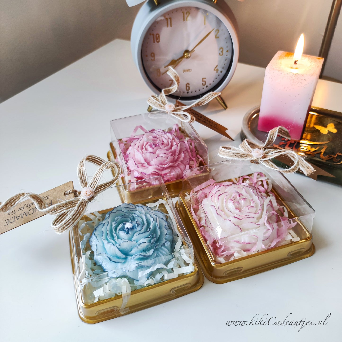 Luxe Bloemenkaars Handgemaakte Cadeaukaars