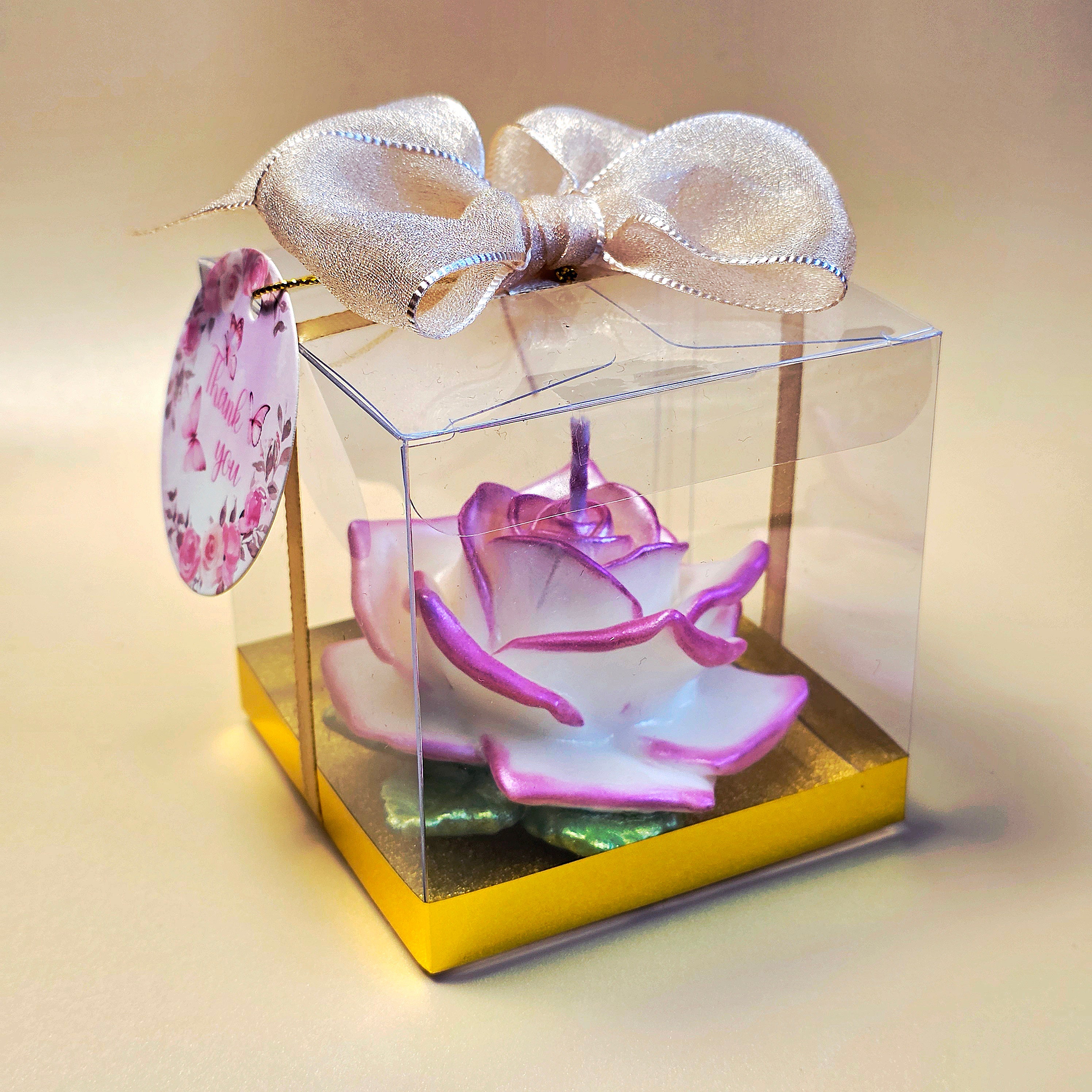 Roos Bloemenkaars in Cadeaudoos – Handgemaakt & Geurend